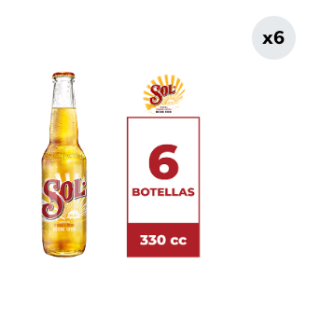 6x Cerveza Sol 4.5° Botella 330cc