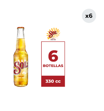 6x Cerveza Sol 4.5° Botella 330cc