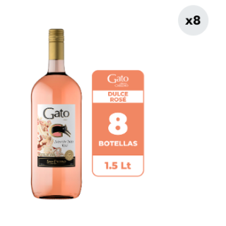 8x Cóctel de Vino Gato Selección Dulce Rosé 1.5L