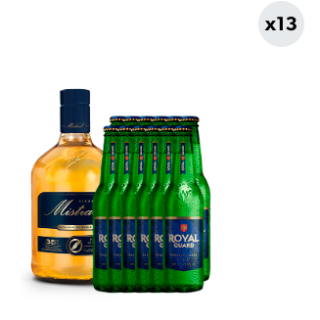 Pack Pisco Mistral 35° 750cc + 12x Cerveza Royal Guard 5.0° Botella 355cc