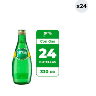 24x Agua Mineral Perrier Con Gas 330cc