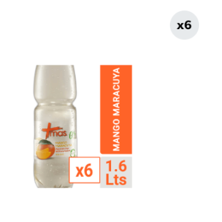 Pack 6 Aguas Saborizada Mas Mango Maracuyá Botella 1.6L