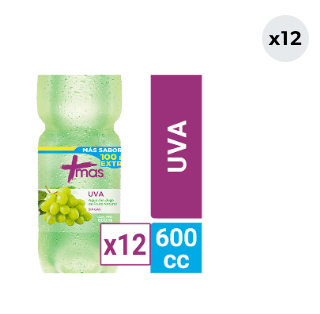 12x Agua Saborizada Mas Uva Botella 600cc