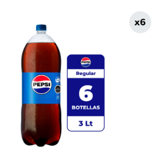 Pack 6 Bebidas Pepsi Botella 3L