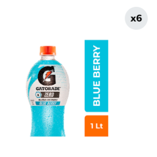 6x Bebida Isotónica Gatorade Blue Berry Zero 1L